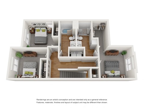 Floor plan for 3 beds, 2.5 baths, 1590 sqft